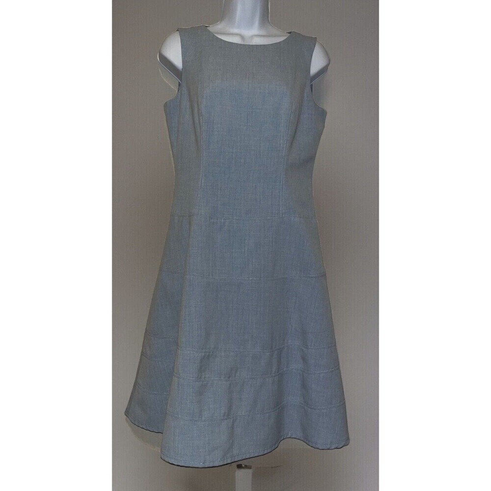Calvin Klein (4) Dress Women's Blue Round Neck Sleeveless Fit & Flare